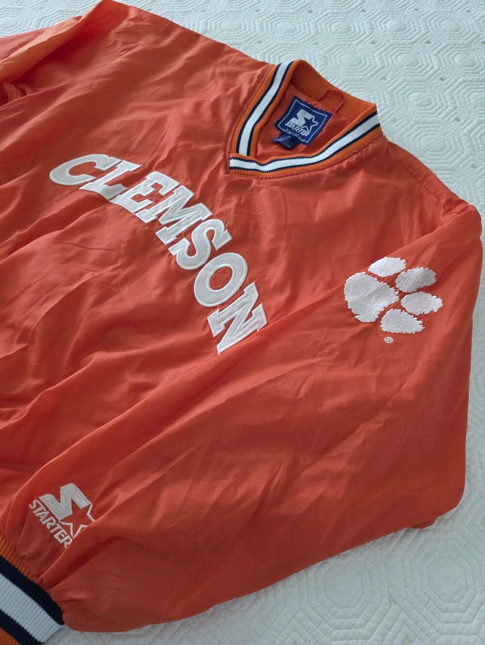 Vintage Starter Orange Clemson University Tigers Mens M Pullover Windbreaker